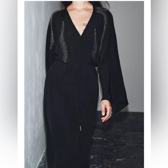 Zara Black Dress with Silver Embroidery - Picture 5 of 6